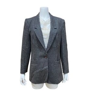 Vintage Pure Wool Blazer Women's 10 Gray Career Vintage